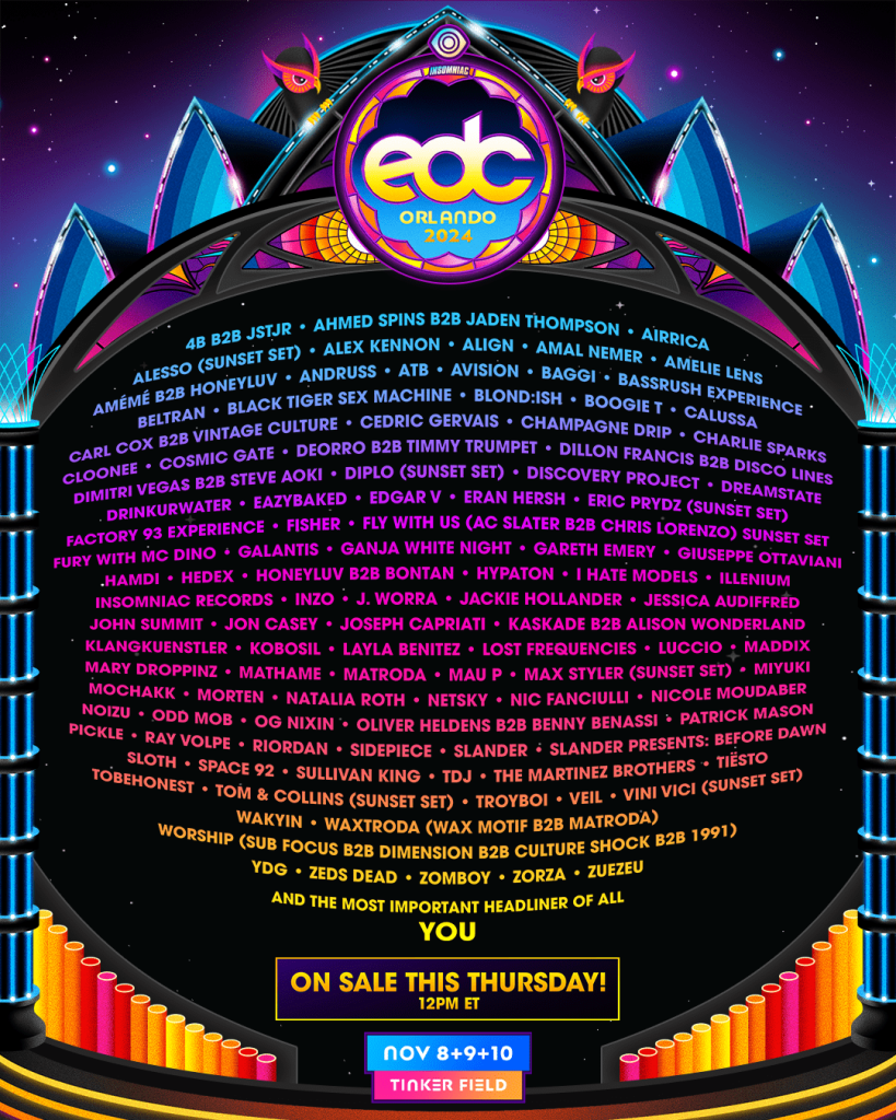 EDC Orlando Lineup EDC Orlando 2024 Official Lineup, presented by insomniac events