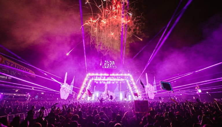 HARD Summer fireworks HARD Summer EDM Stage at night with fireworks