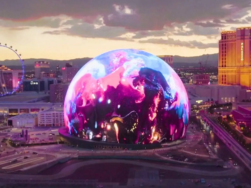 Las Vegas SPhere skyline Las Vegas' MSG Sphere
