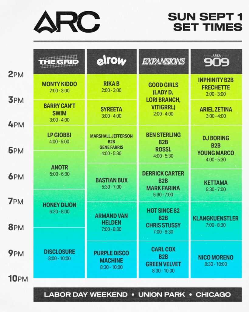 Sundary ARC Set Times Sundary Set Times for ARC Music Festival