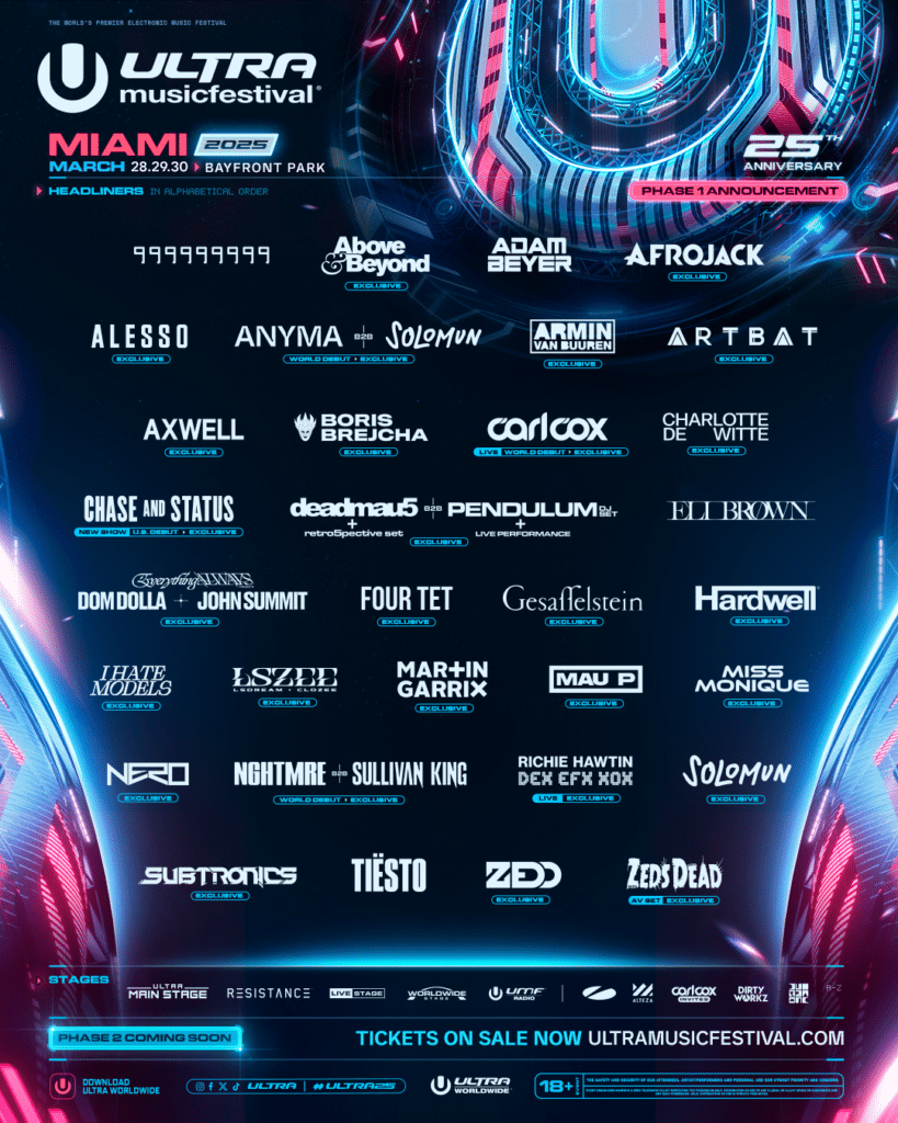 Miami Ultra Lineup 2025 UMF Miami