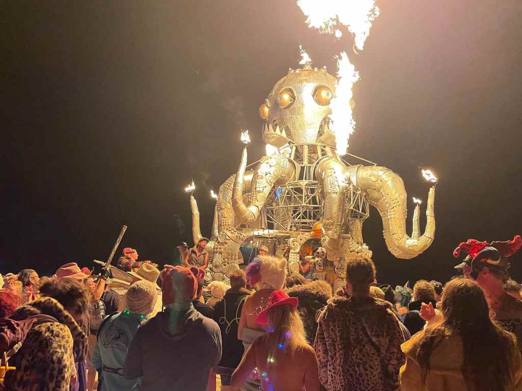 TOPSHOT-US-FESTIVAL-WEATHER Fire Burning in Burning Man Project