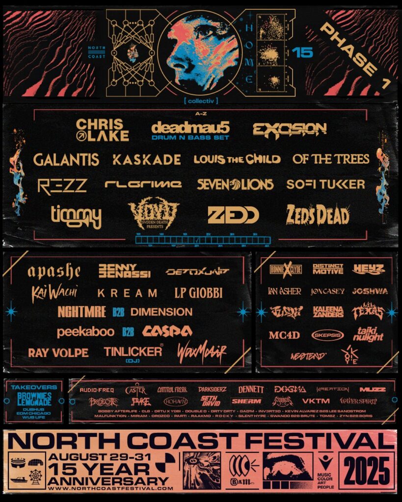 North Coast 2025 Phase one North Coast Music Festival 2025 Phase One Lineup: Zedd, Galantis, Excision, and more