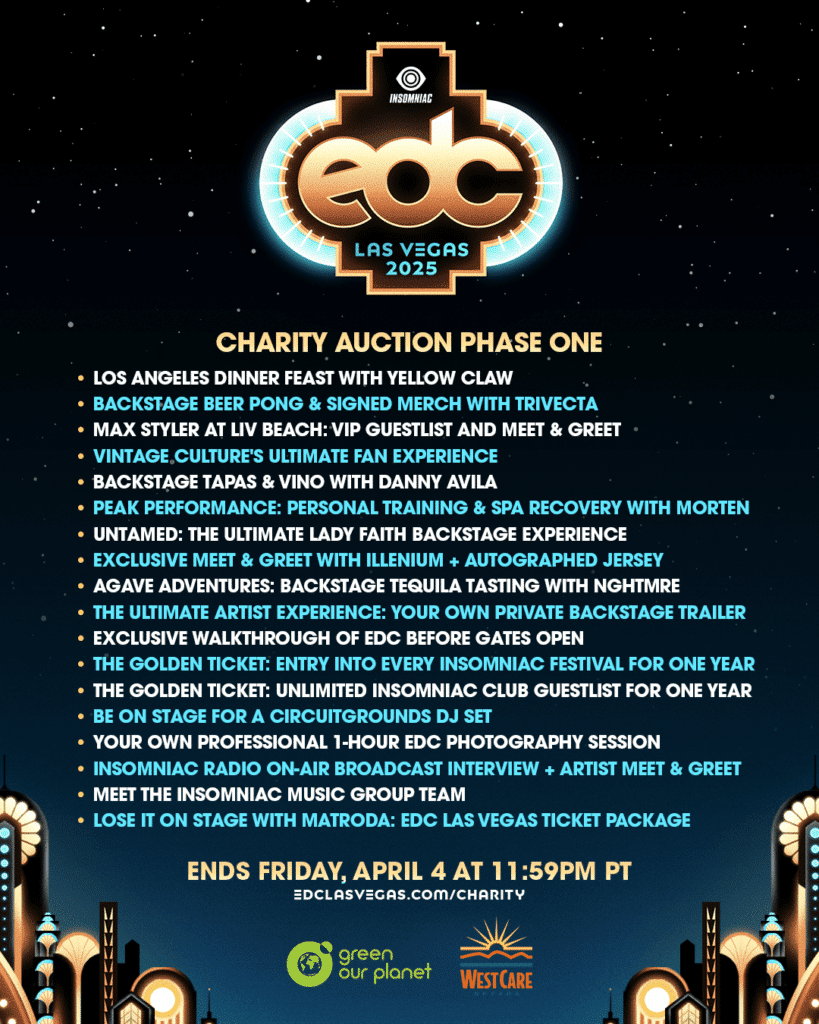 EDC 2025 Phase One Chairty Auction EDC Las Vegas Charity Auction Returns: Exclusive Experiences & VIP Perks