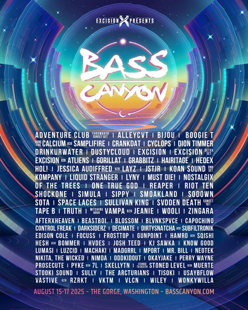 Bass Canyon 2025 Phase 2 Lineup Bass Canyon 2025 Reveals Full Lineup w/ 90+ Artists