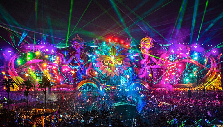 EDC Orlando w lasers The Mainstage at EDC Orlando in 2024
