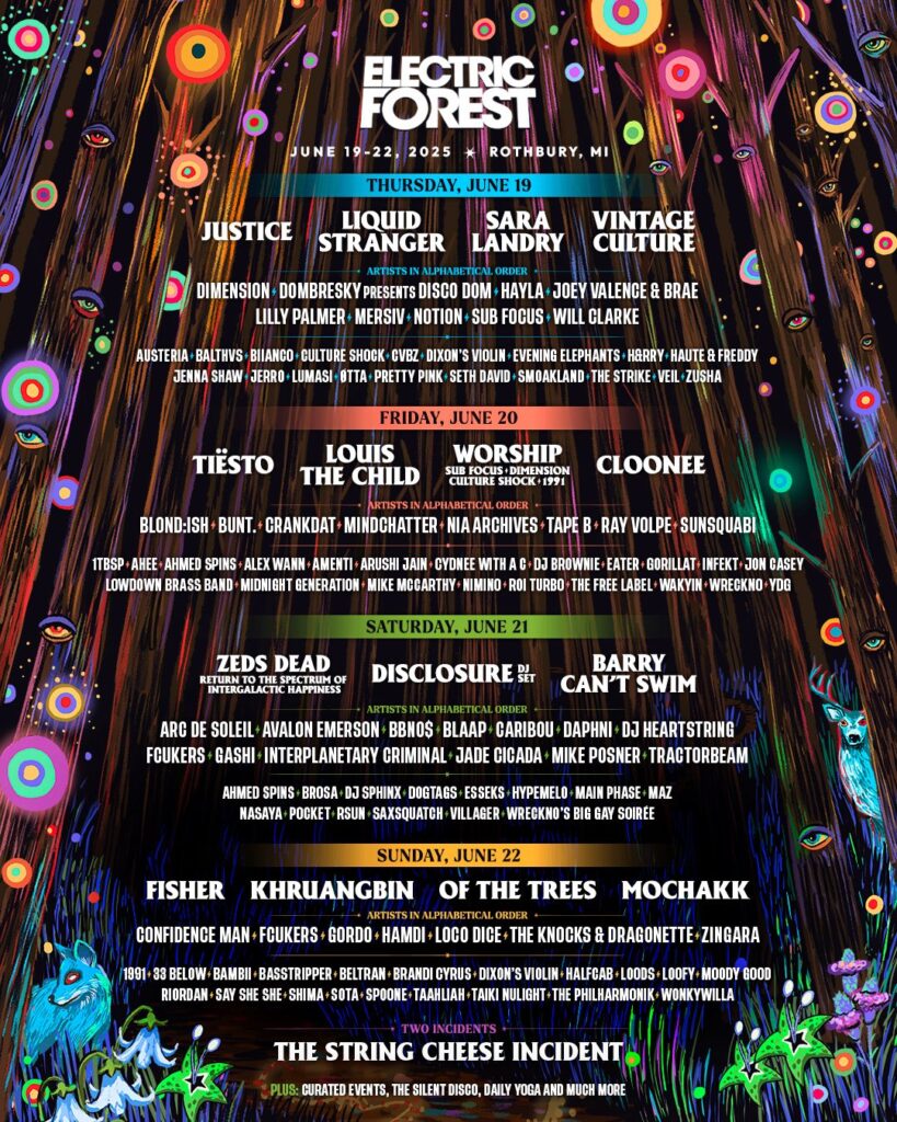 Electric Forest 2025 Official Lineup Electric Forest 2025 Official and Final Lineup