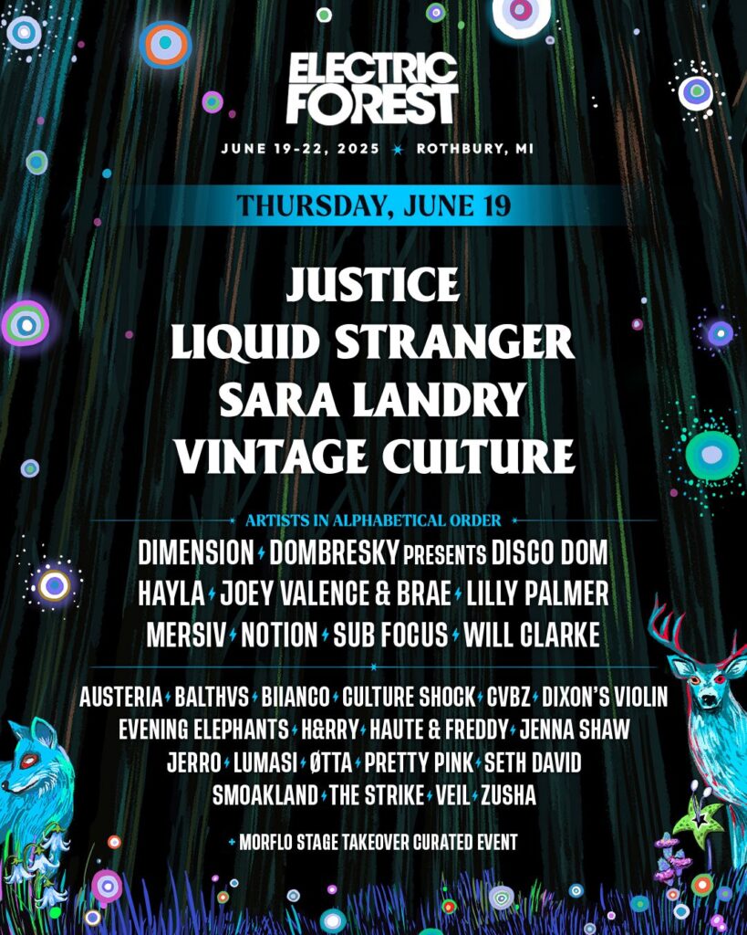 Electric Forest thursday 2025 Electric Forest 2025 Thursday Lineup