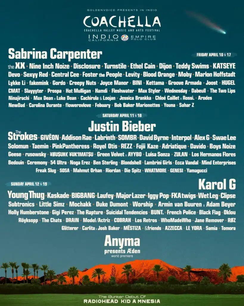 Coachella 2026 official lineup Coachella 2026 Official Lineup: Subtronics, Armin van Buuren, & Anyma to Debut Æden Show