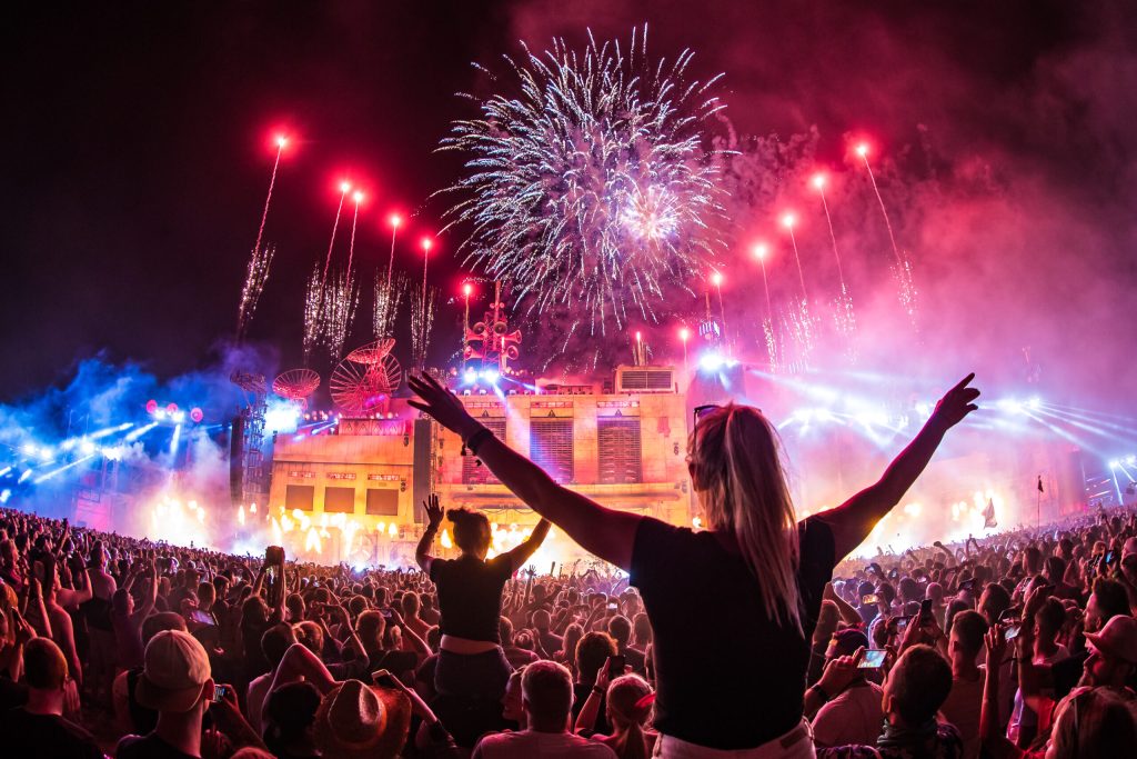 Happy EDM Crowd Huge crowd at edm festival