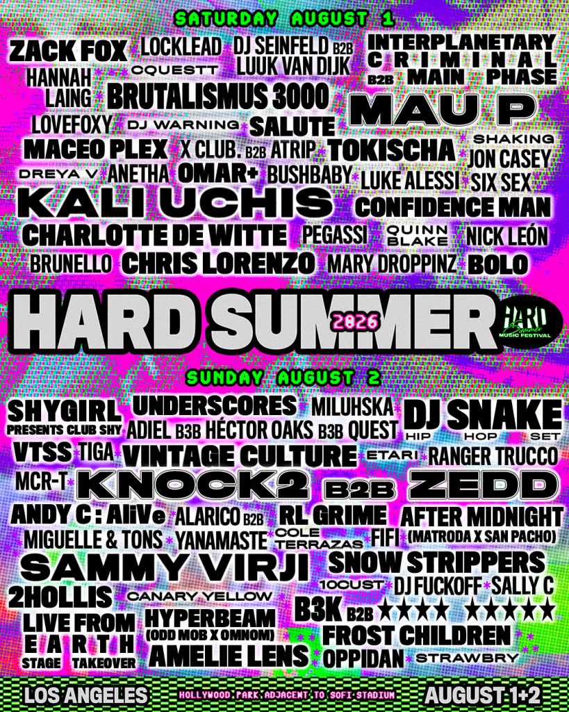 Hard Summer 2026 lineup HARD Summer 2026 Lineup Revealed: Charlotte de Witte, Amelie Lens, & More