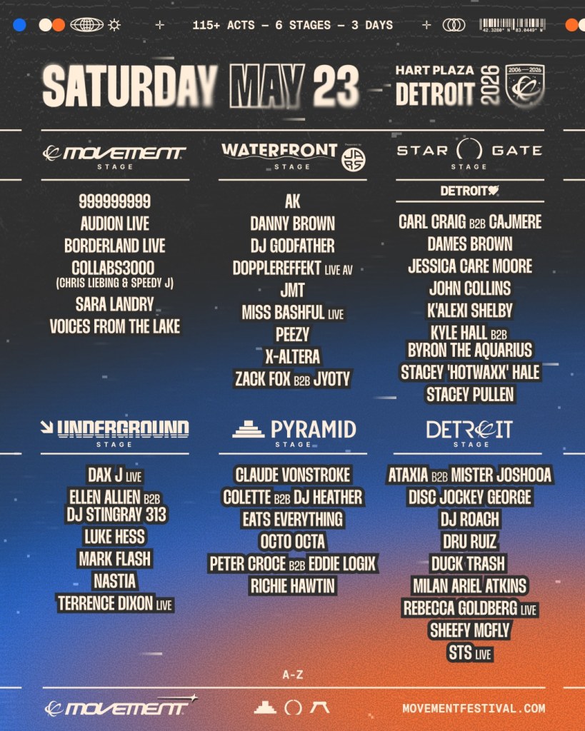 Movement 1 Movement Detroit 2026 Reveals Full Stage Lineup